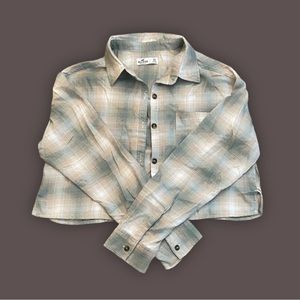 Hollister Green Oversized Cropped Flannel
